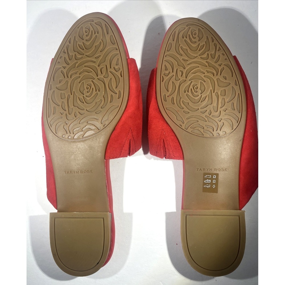 NWOB Taryn Rose Vanessa Suede Slip-on Flat Mules Slides Red Women's 9B Comfort - Picture 7 of 8